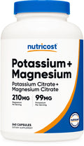 Nutricost Potassium 99 mg & Magnesium 210 mg Citrates, 240 Capsules – Non-GMO, Gluten Free