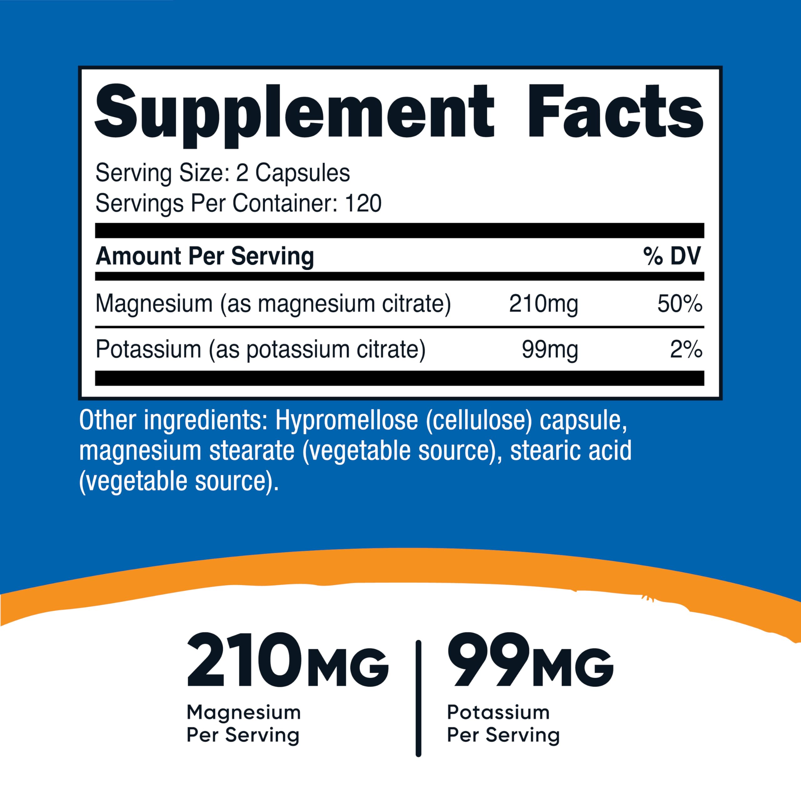 Nutricost Potassium 99 mg & Magnesium 210 mg Citrates, 240 Capsules – Non-GMO, Gluten Free
