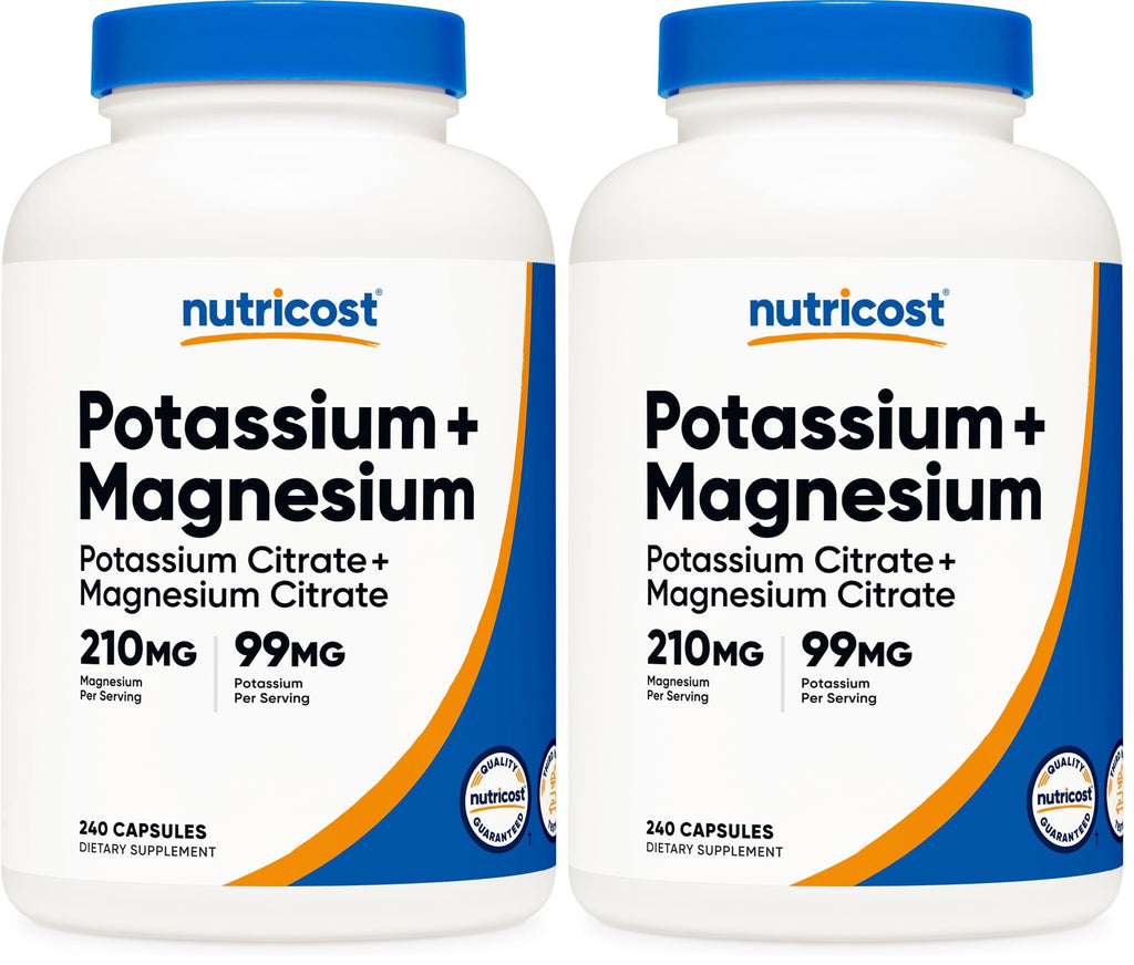 Nutricost Potassium 99 mg & Magnesium 210 mg Citrates, 240 Capsules | Non-GMO, Gluten Free | Pack of 2