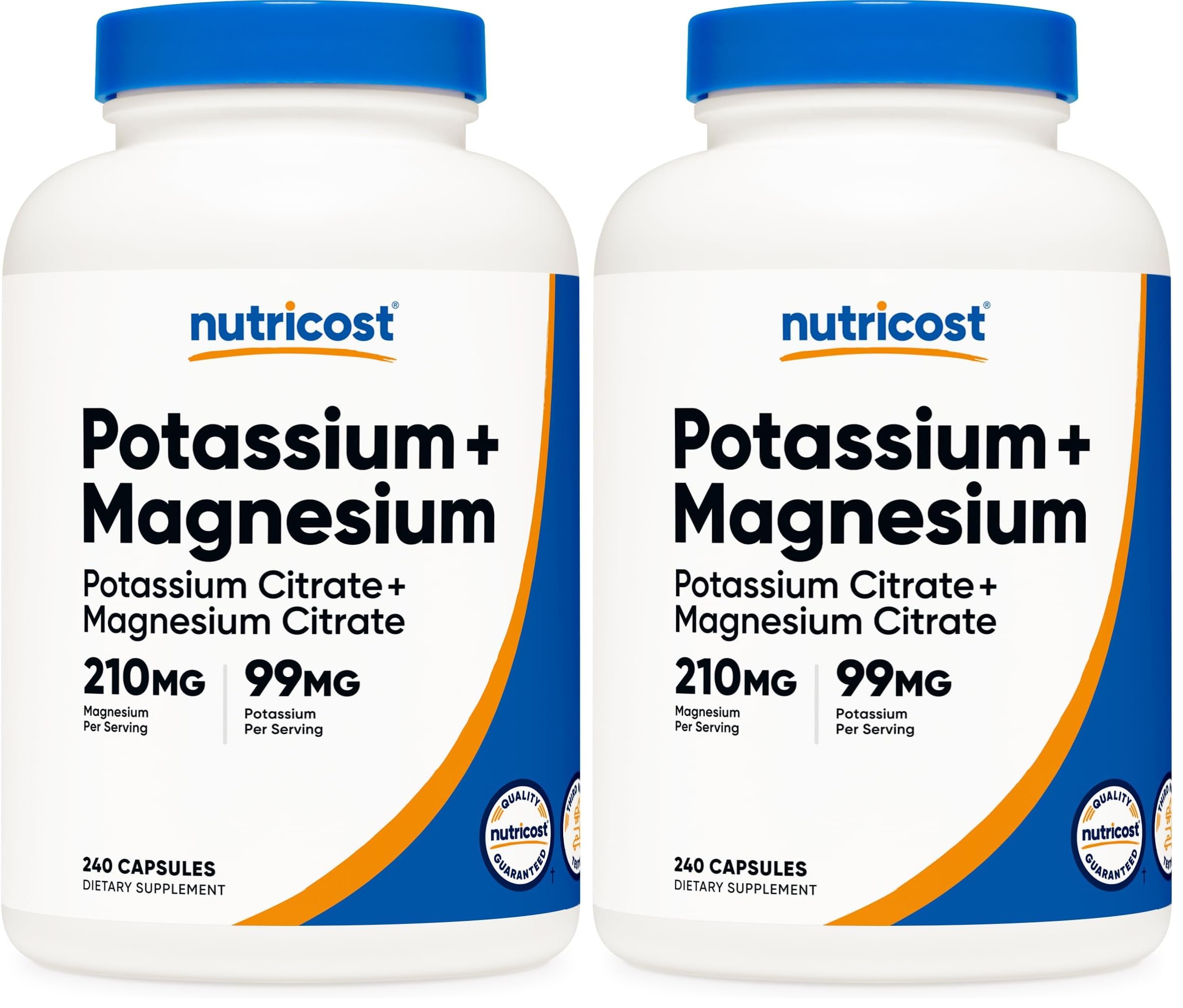 Nutricost Potassium 99 mg & Magnesium 210 mg Citrates, 240 Capsules | Non-GMO, Gluten Free | Pack of 2