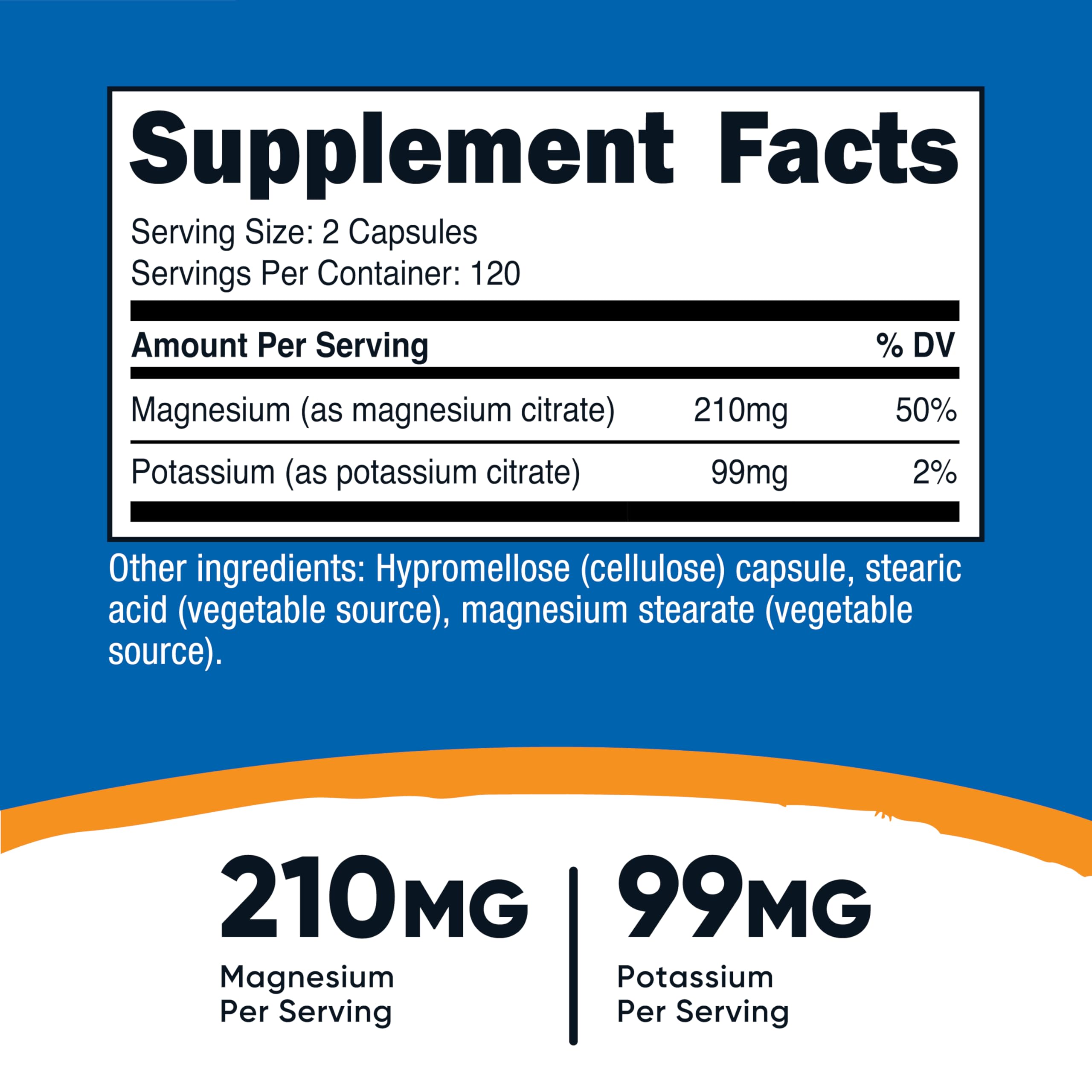 Nutricost Potassium 99 mg & Magnesium 210 mg Citrates, 240 Capsules | Non-GMO, Gluten Free | Pack of 2