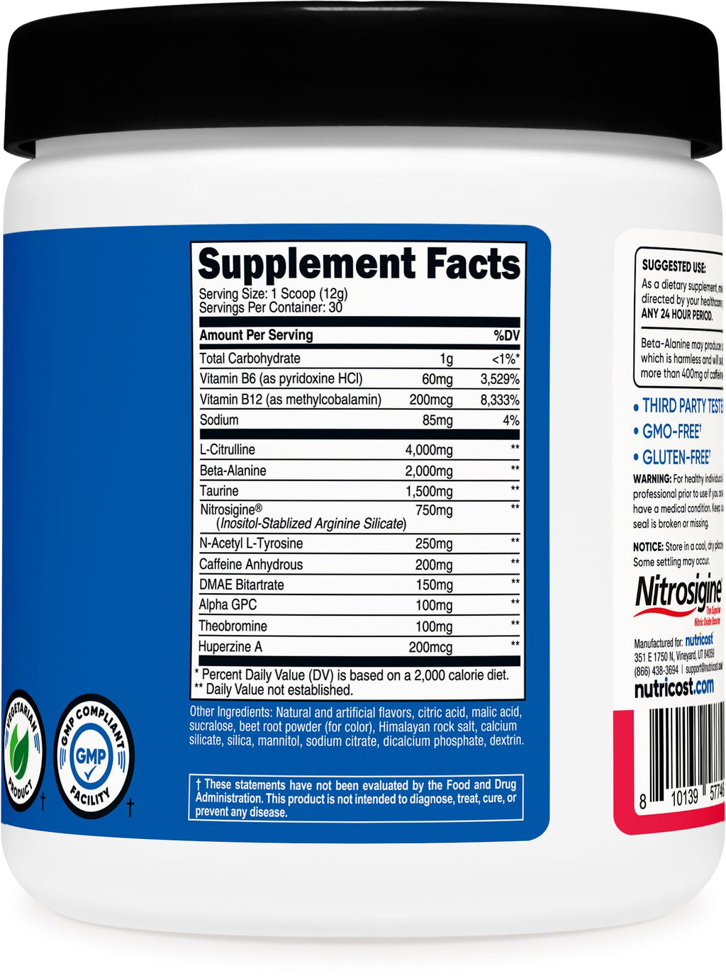 Nutricost Pre-Workout Powder Strawberry Margarita – 30 Servings, GMO-Free & Gluten-Free