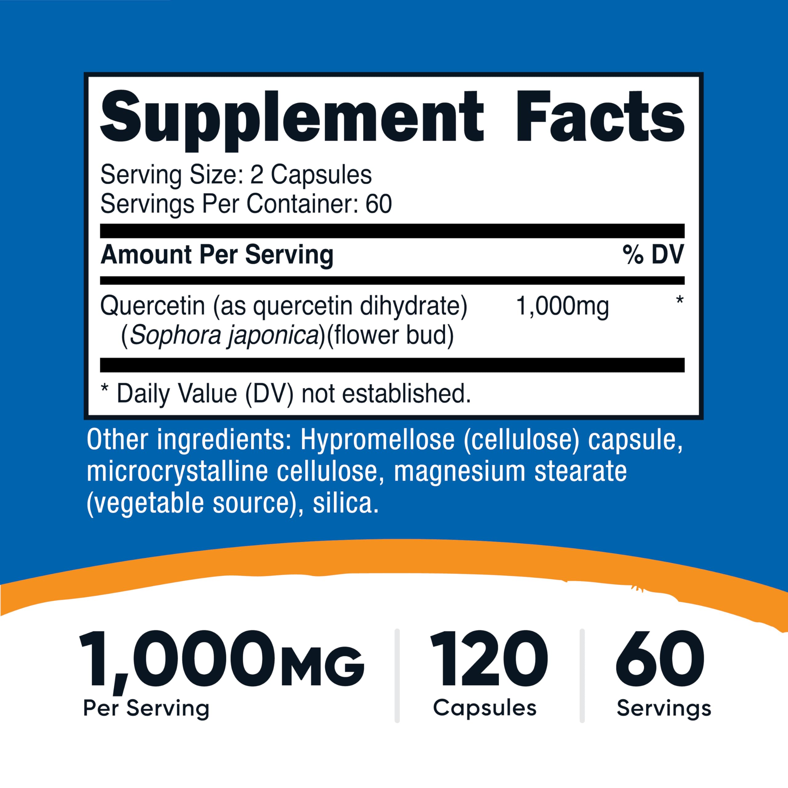 Nutricost Quercetin 1000mg – 120 Vegetarian Capsules | 60 Servings, Non-GMO & Gluten Free