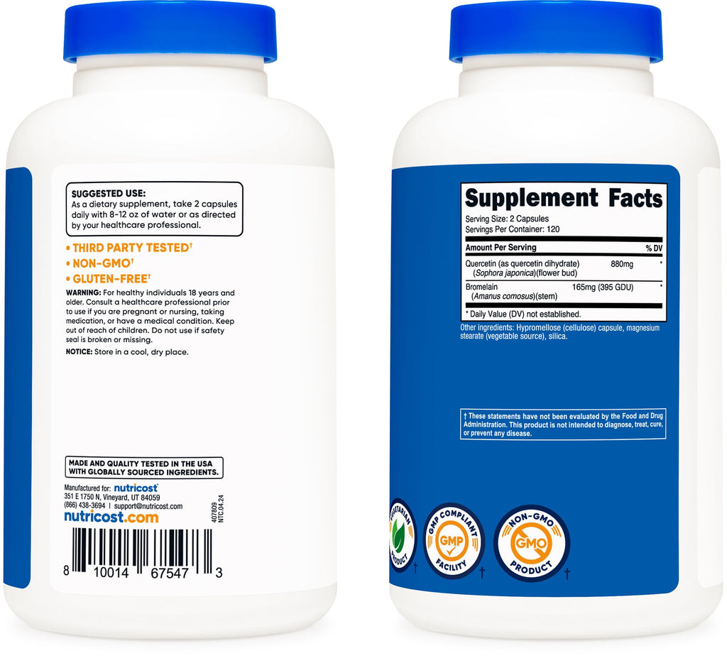 Nutricost Quercetin 880mg - 120 Servings (440mg Quercetin per Cap) - Gluten Free, Non-GMO