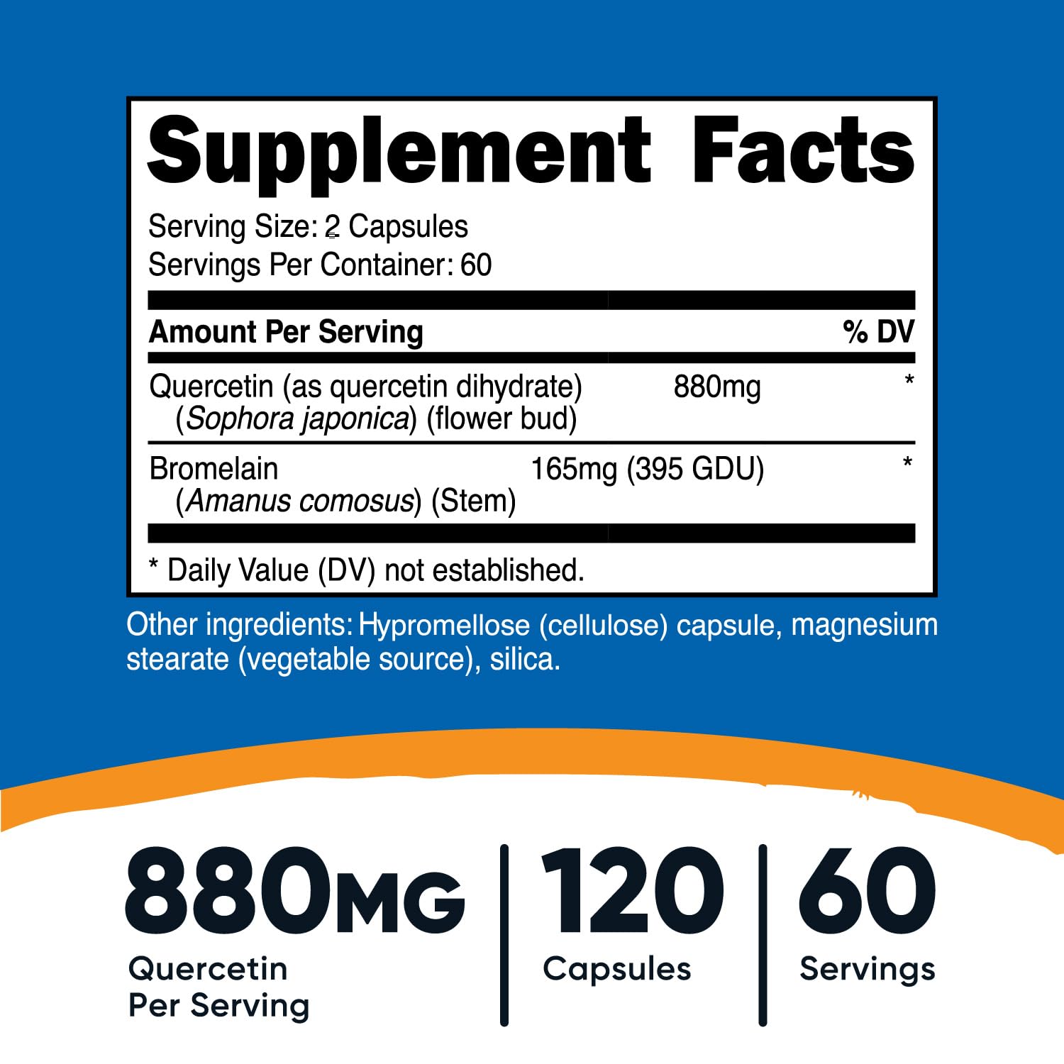 Nutricost Quercetin with Bromelain - 880mg Quercetin + 165mg Bromelain per Serving | 120 Capsules | Vegetarian, Non-GMO & Gluten Free