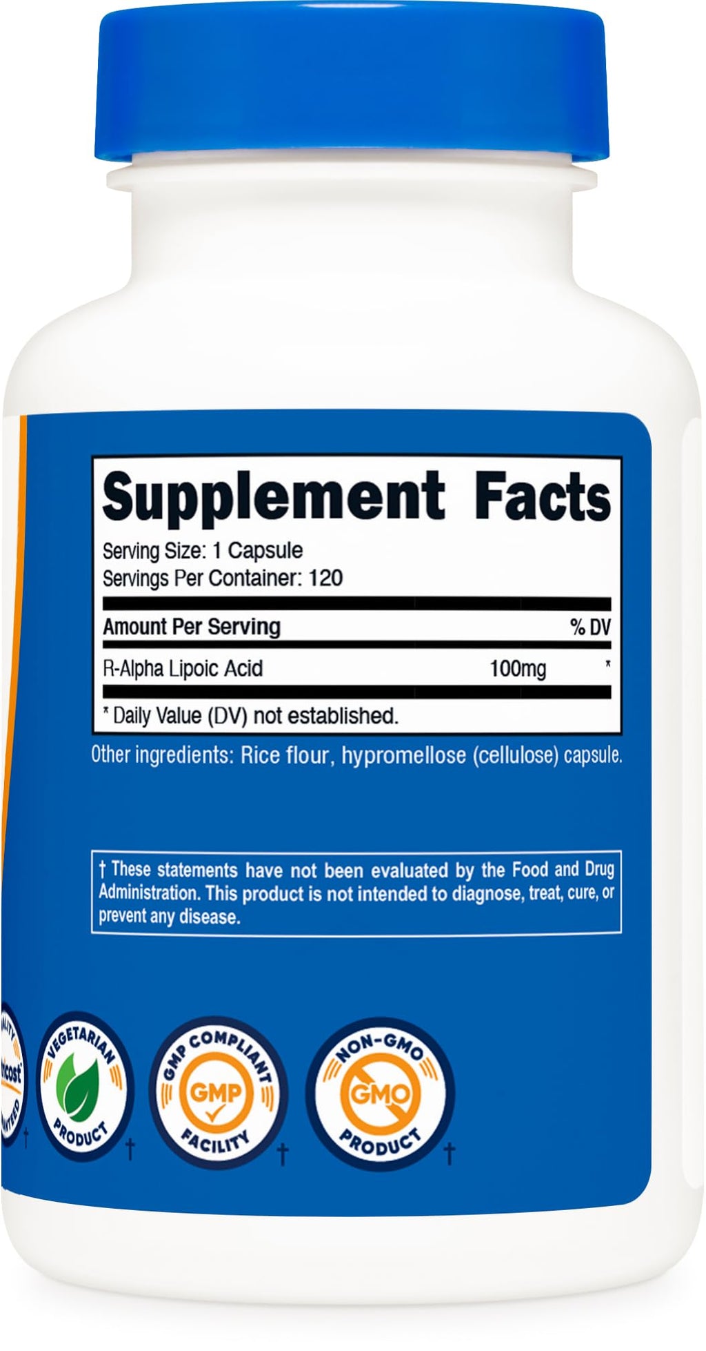 Nutricost R-Alpha Lipoic Acid 100mg, 120 Veggie Capsules – Non-GMO, Gluten Free