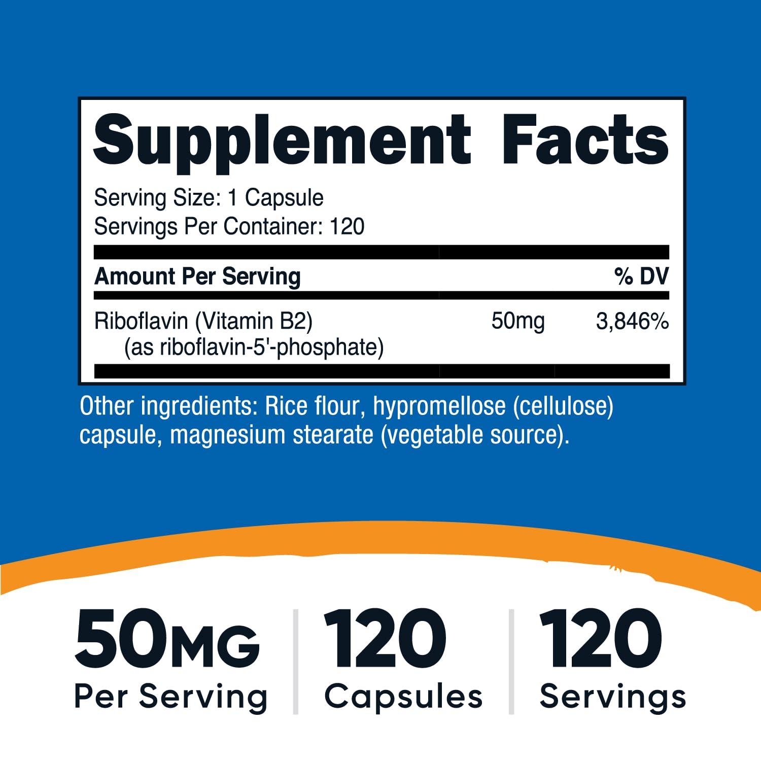 Nutricost R-5-P (Riboflavin-5-Phosphate) Vitamin B2 50 mg - 120 Capsules | Vegan & GMO-Free