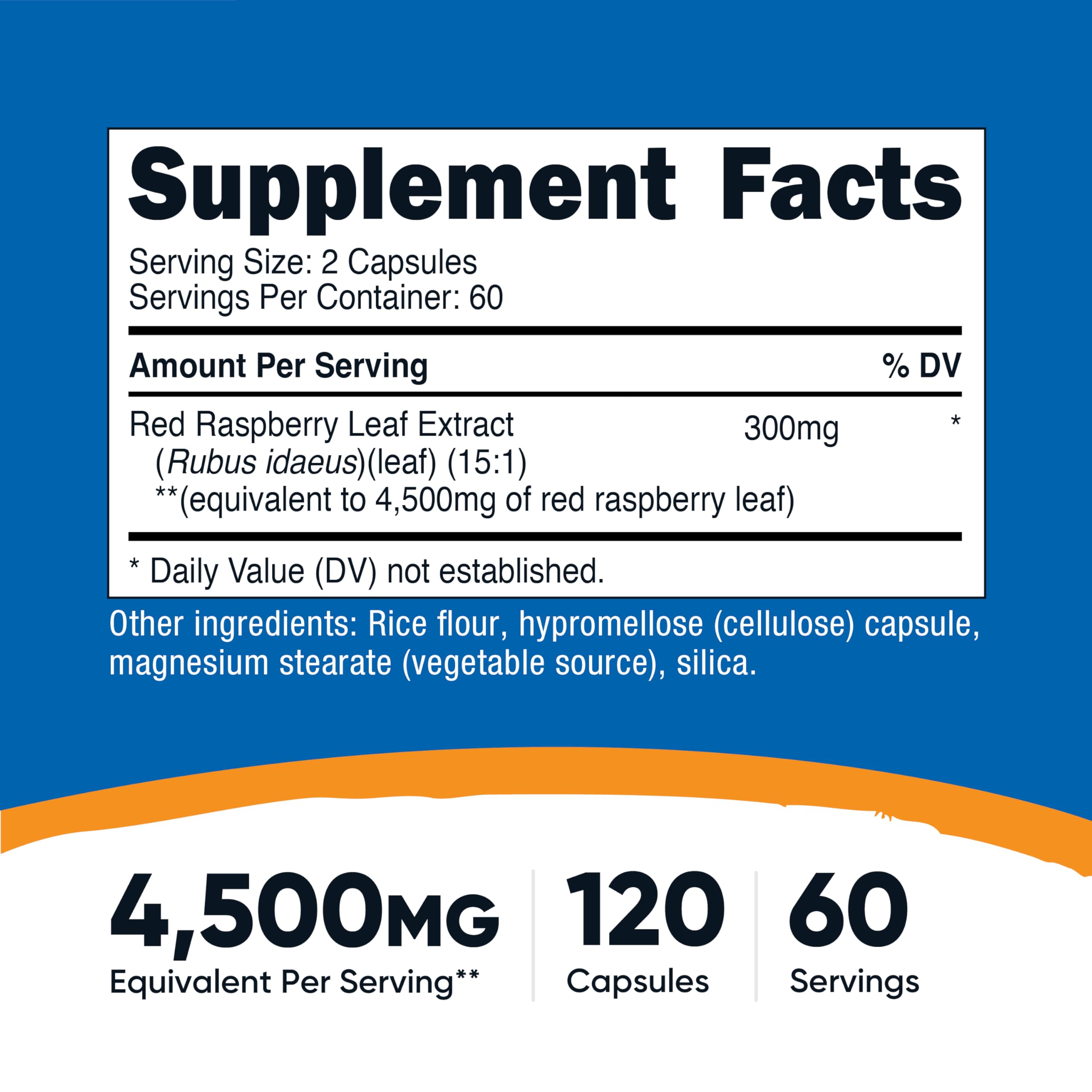 Nutricost Red Raspberry Leaf Extract (4500mg) 120 Capsules | Vegan Supplement