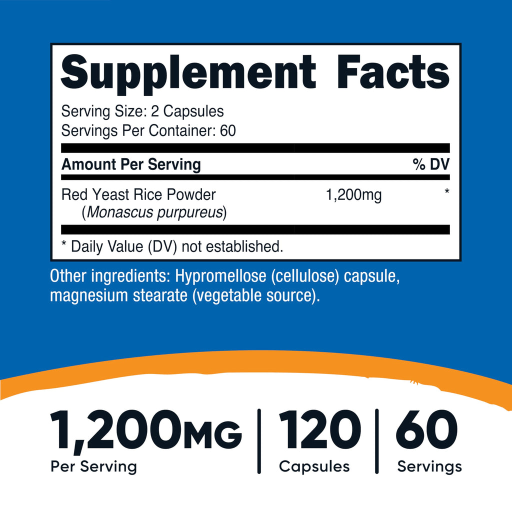 Nutricost Red Yeast Rice 1200mg - 120 Capsules, 60 Servings, Non-GMO, Gluten Free (Pack of 2)