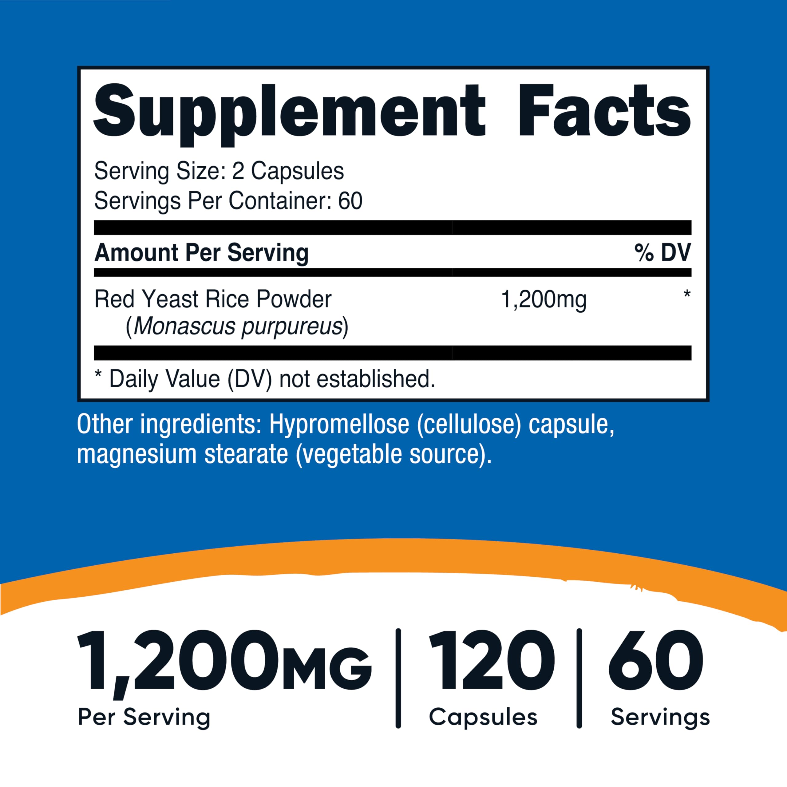 Nutricost Red Yeast Rice 1200mg - 120 Capsules, 60 Servings, Non-GMO, Gluten Free (Pack of 2)
