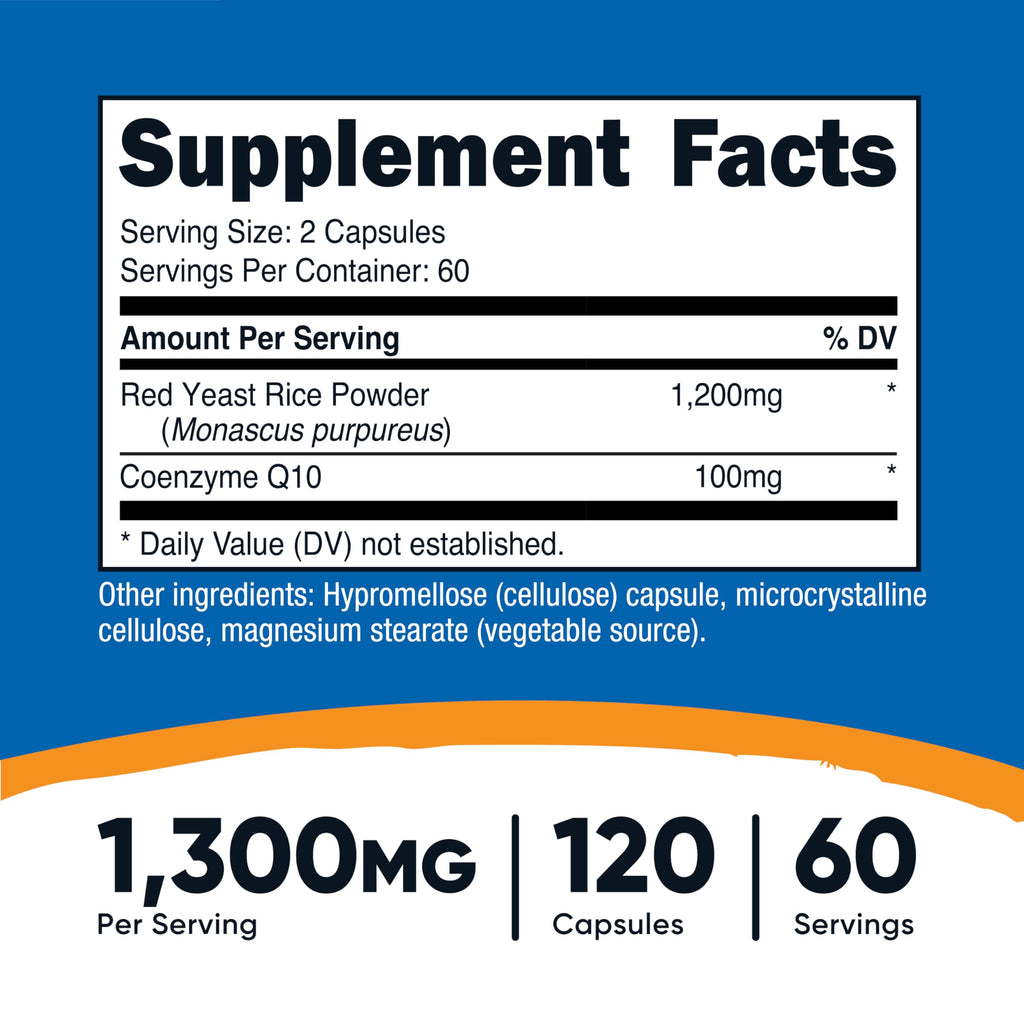 Nutricost Red Yeast Rice with CoQ10 1300mg – 120 Servings (Pack of 2) – Non-GMO, Gluten Free