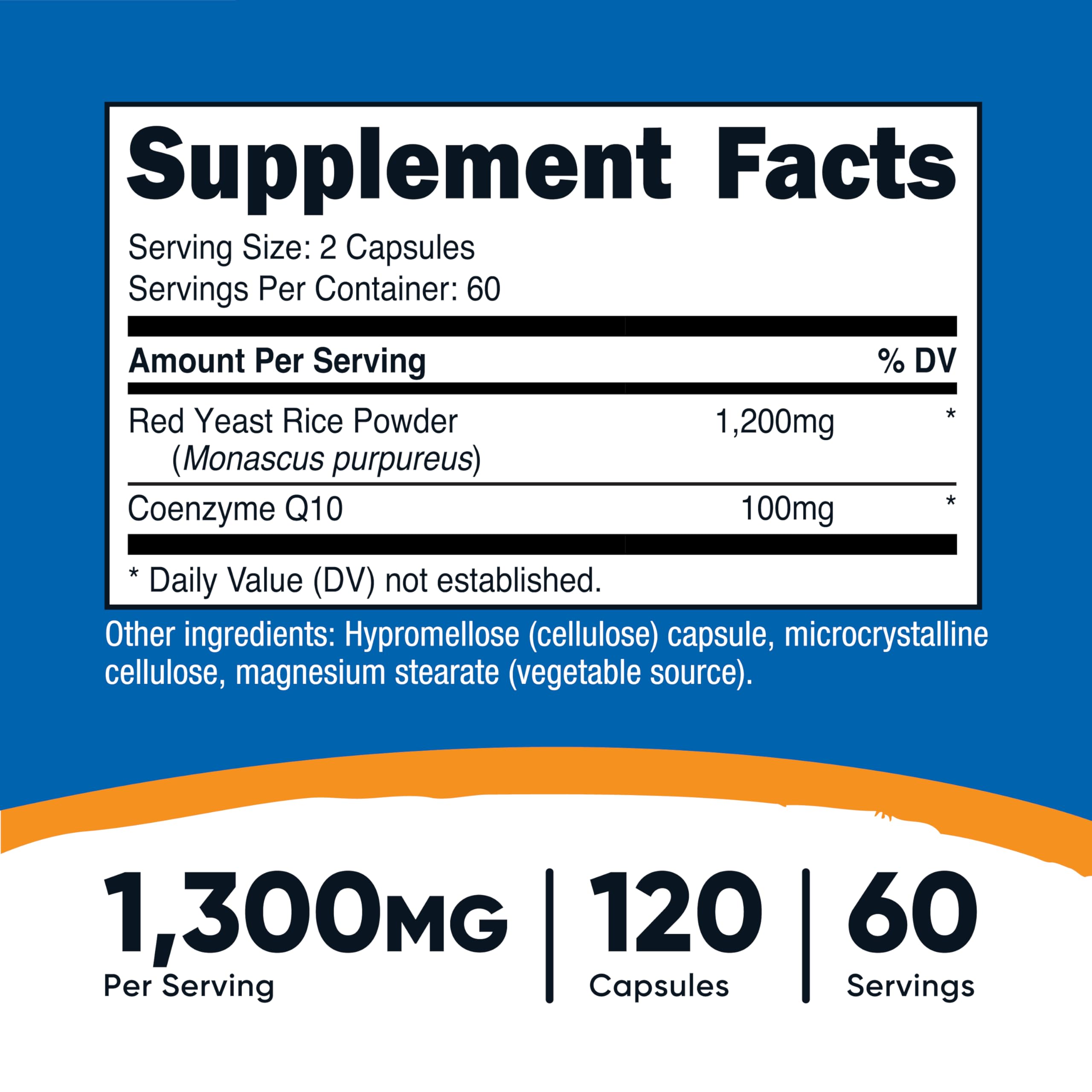 Nutricost Red Yeast Rice with CoQ10 1300mg – 120 Servings (Pack of 2) – Non-GMO, Gluten Free