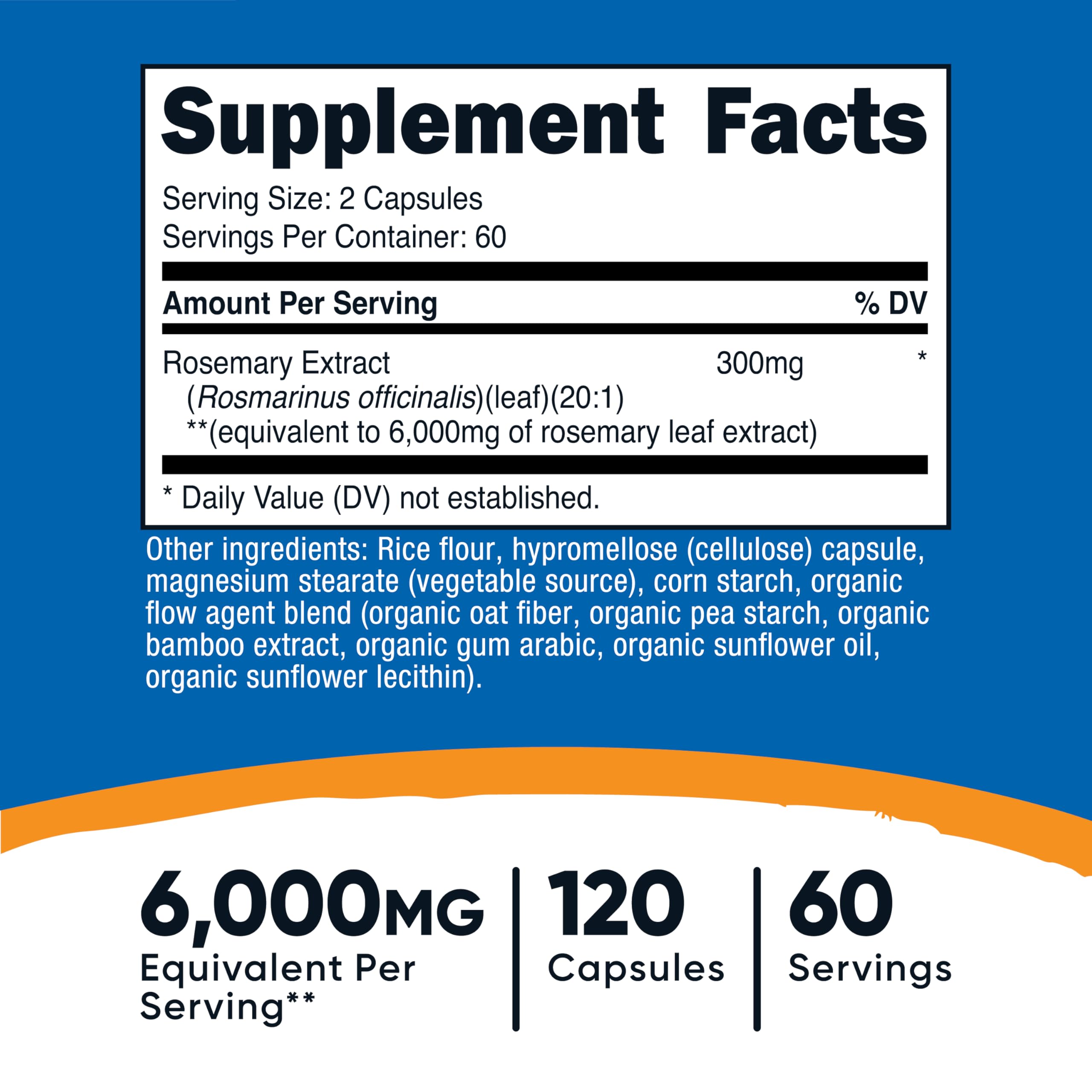 Nutricost Rosemary Extract (6000mg Equivalent) 120 Vegan Capsules