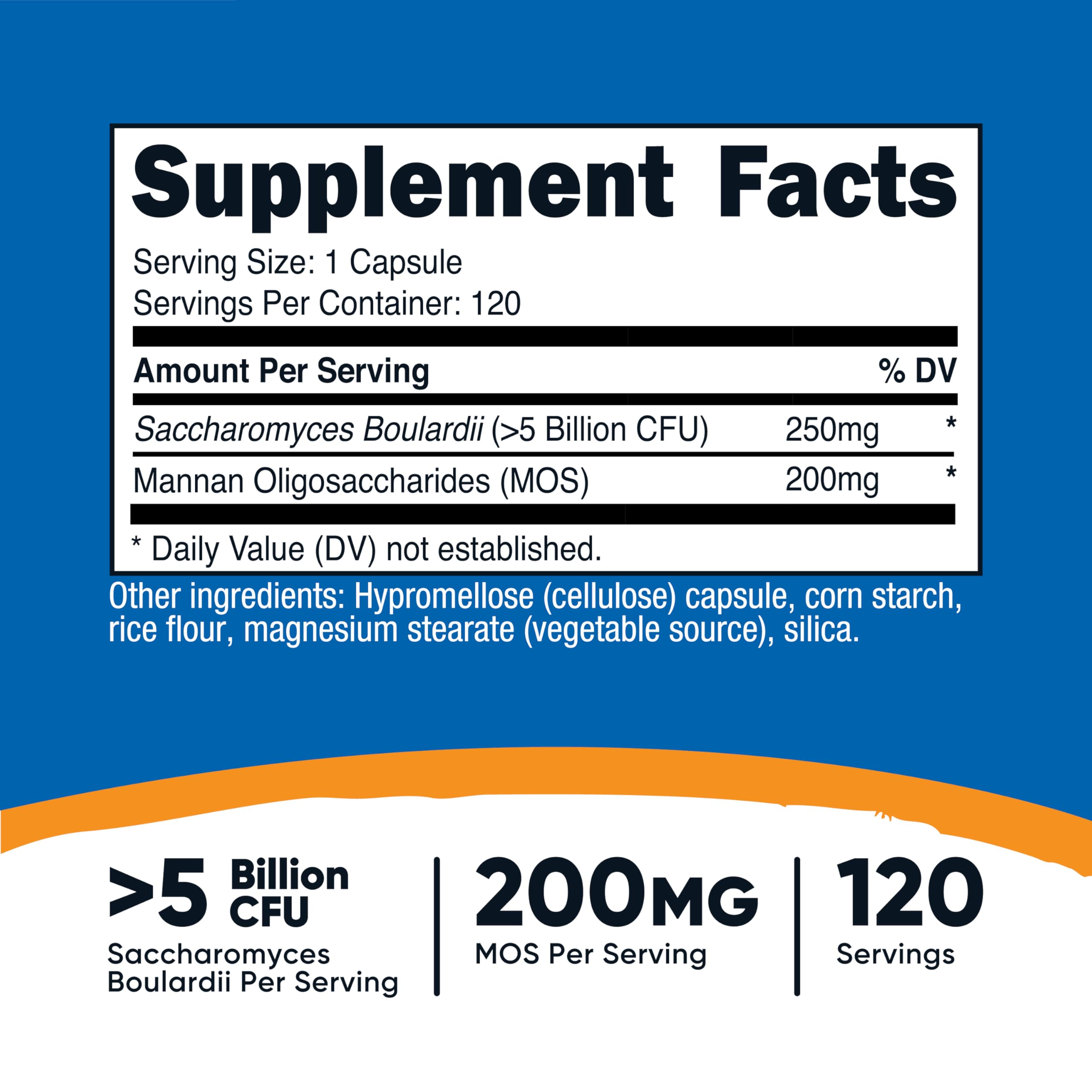 Nutricost Saccharomyces Boulardii + MOS – 5B CFU, 120 Servings
