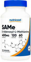Nutricost SAM-e (S-Adenosyl-L-Methionine) 400mg - 60 Servings, 120 Veggie Capsules, Non-GMO, Gluten Free, Vegetarian