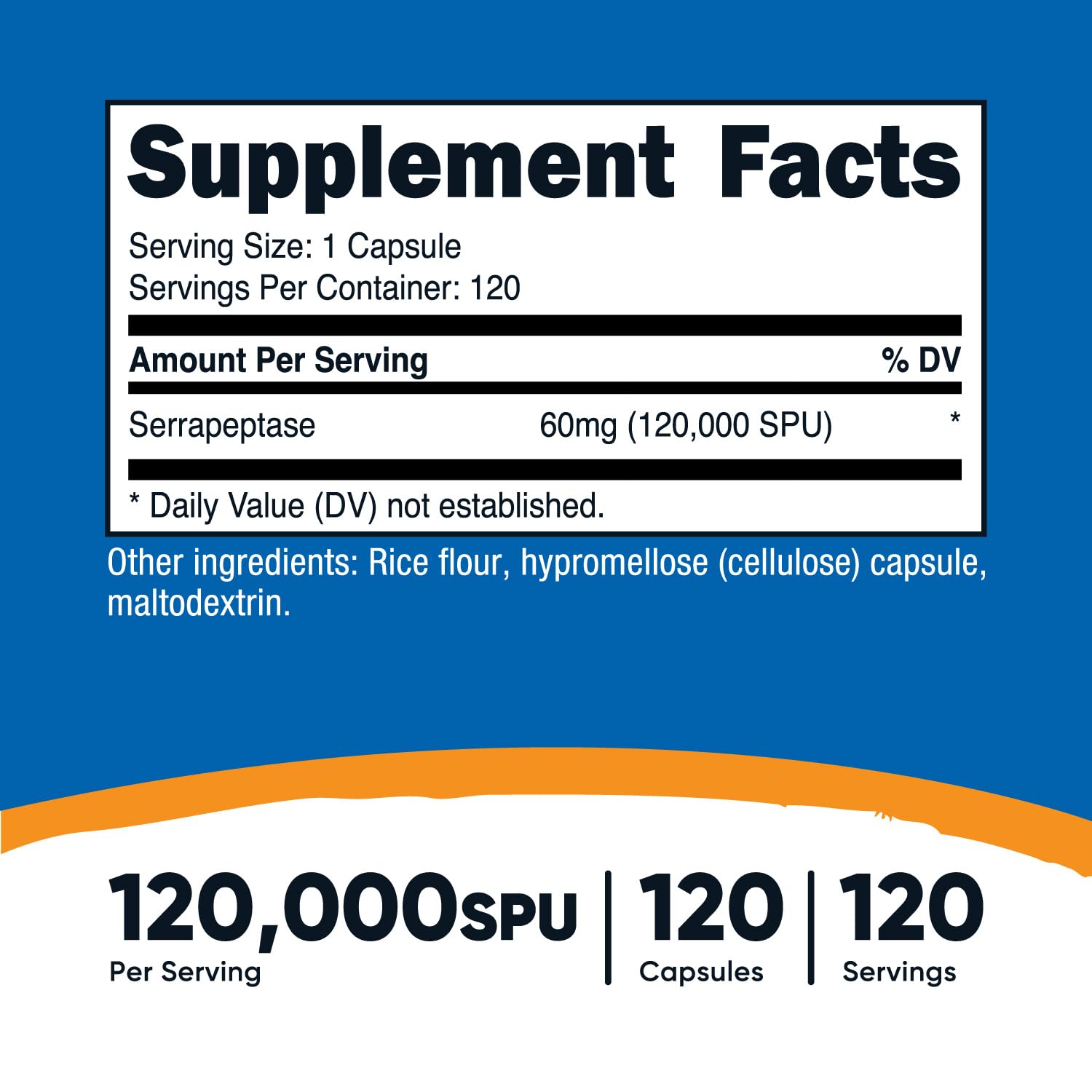Nutricost Serrapeptase 120,000 SPU - 120 Capsules | Gluten Free, Non-GMO, Vegetarian Friendly