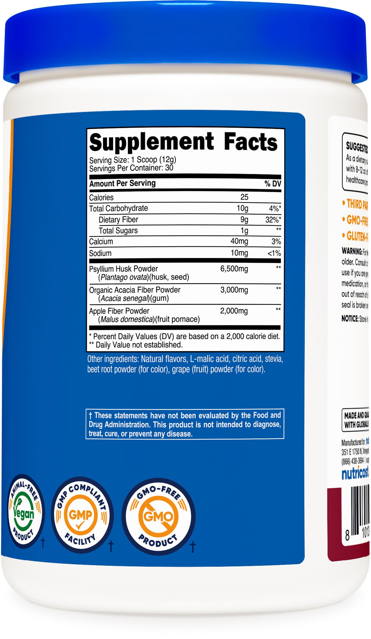 Nutricost Soluble Fiber (Berry Flavored) – 30 Servings | Vegan, Non-GMO, Gluten Free