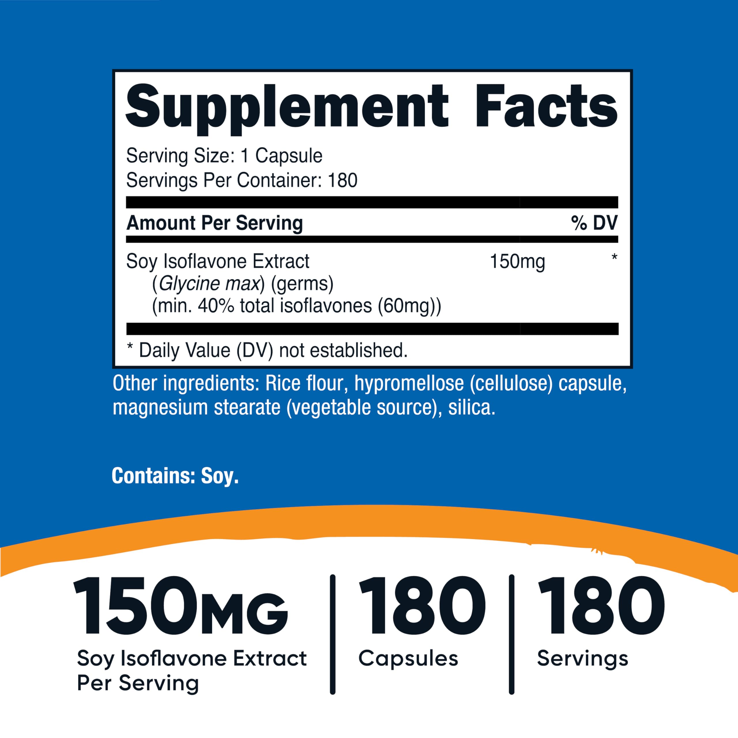 Nutricost Soy Isoflavones 150mg, 180 Veggie Capsules - Gluten Free, Non-GMO, Vegetarian Friendly