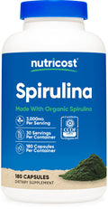 Nutricost Spirulina 3,000mg – 180 Capsules, 30 Servings | CCOF Organic, Gluten Free