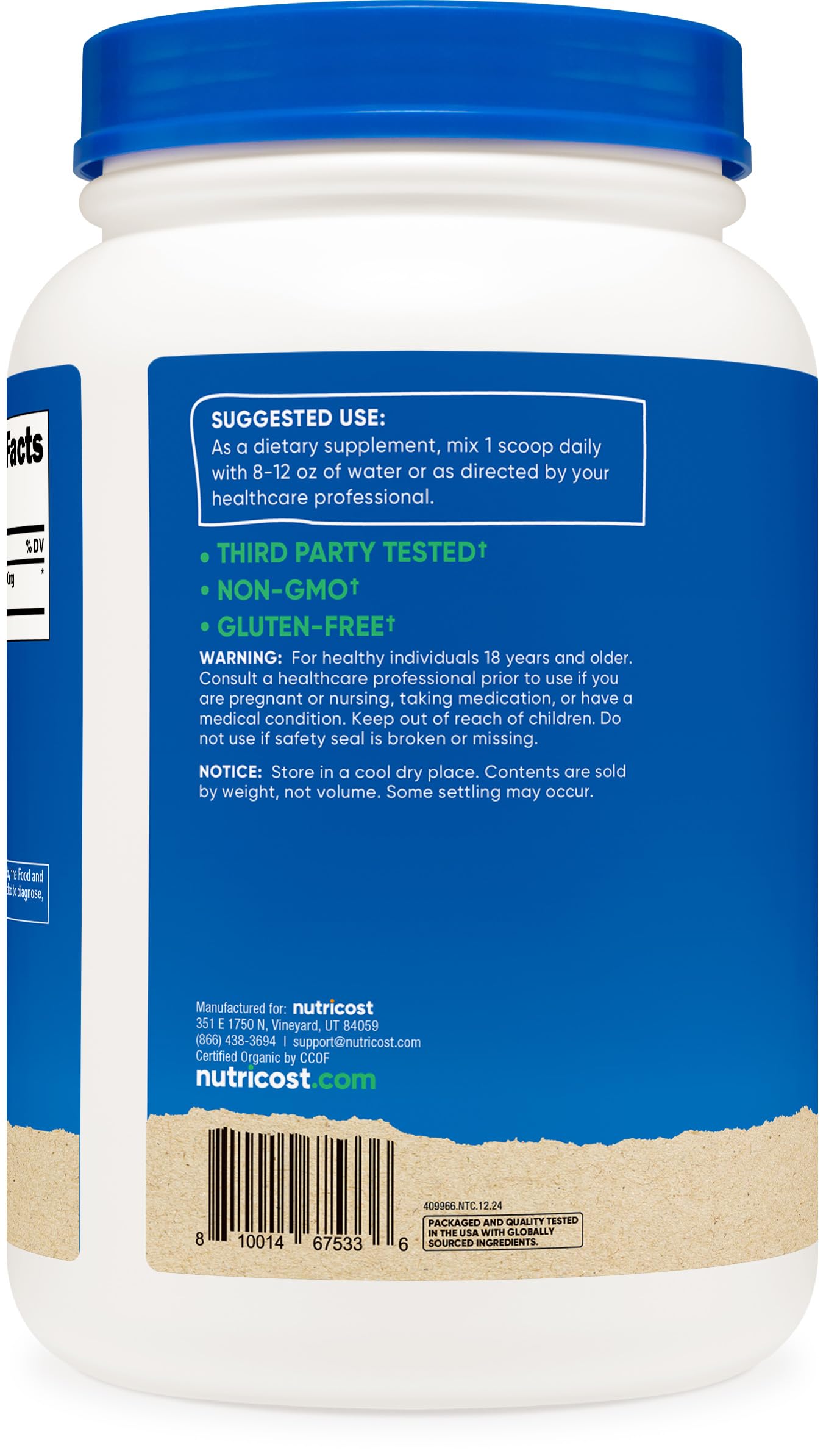 Nutricost Organic Spirulina Powder 2 LB - Pure, Certified Organic Spirulina