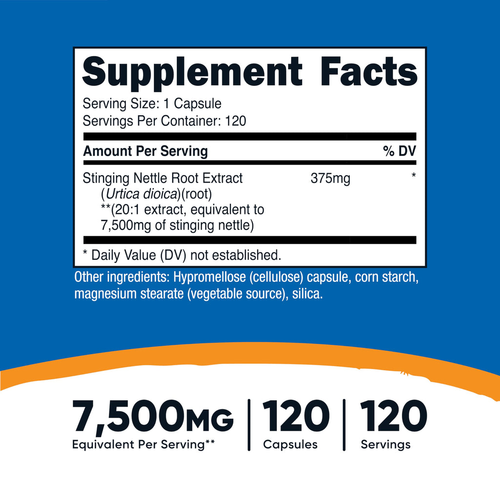 Nutricost Stinging Nettle Root Extract 7500mg, 120 Capsules