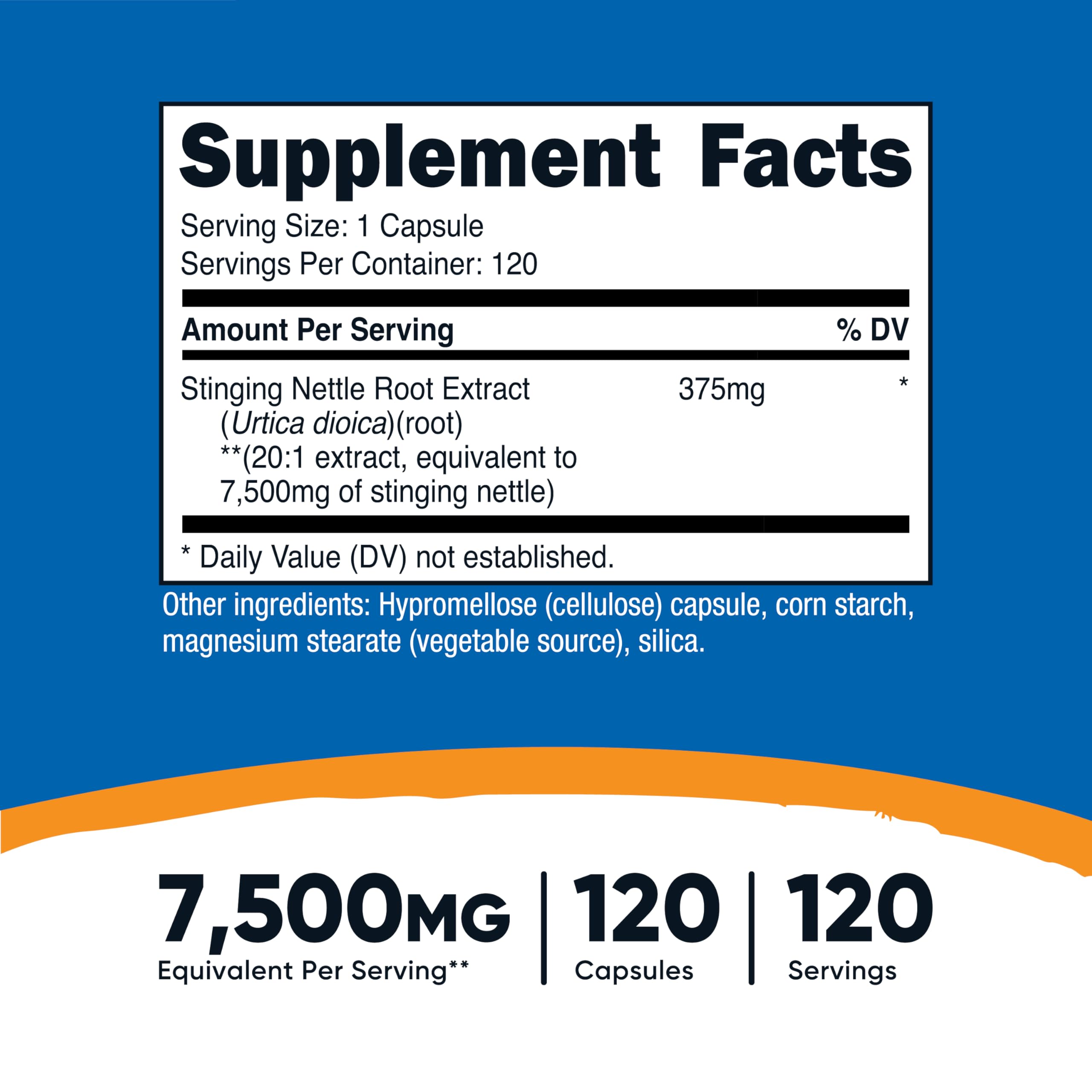 Nutricost Stinging Nettle Root Extract 7500mg, 120 Capsules
