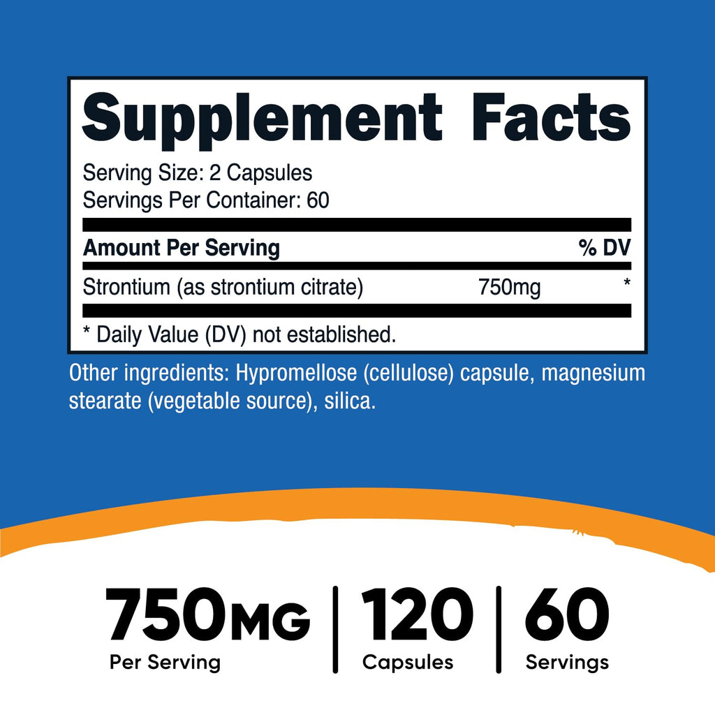 Nutricost Strontium Capsules 750mg – 120 Count – Vegetarian, Non-GMO, Gluten Free