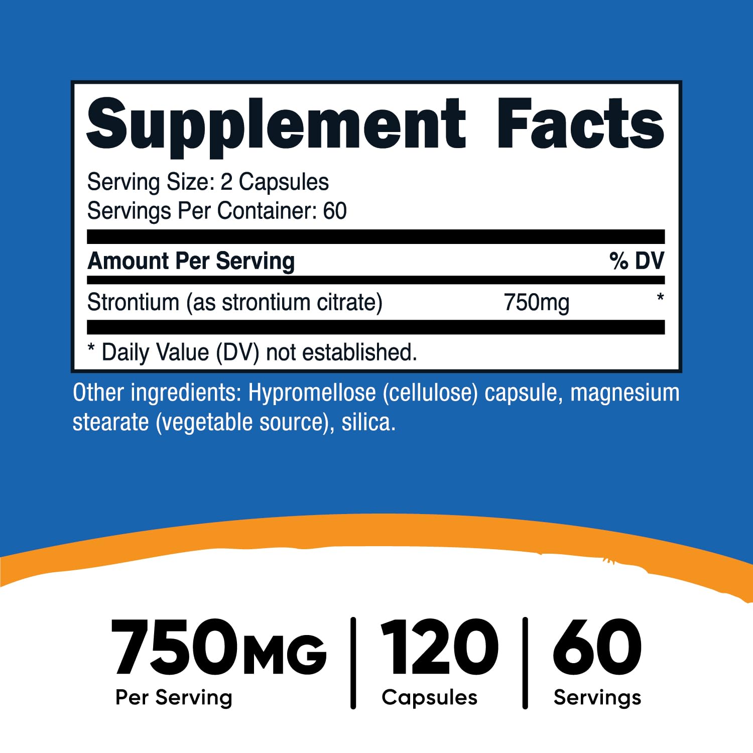 Nutricost Strontium Capsules 750mg – 120 Count – Vegetarian, Non-GMO, Gluten Free