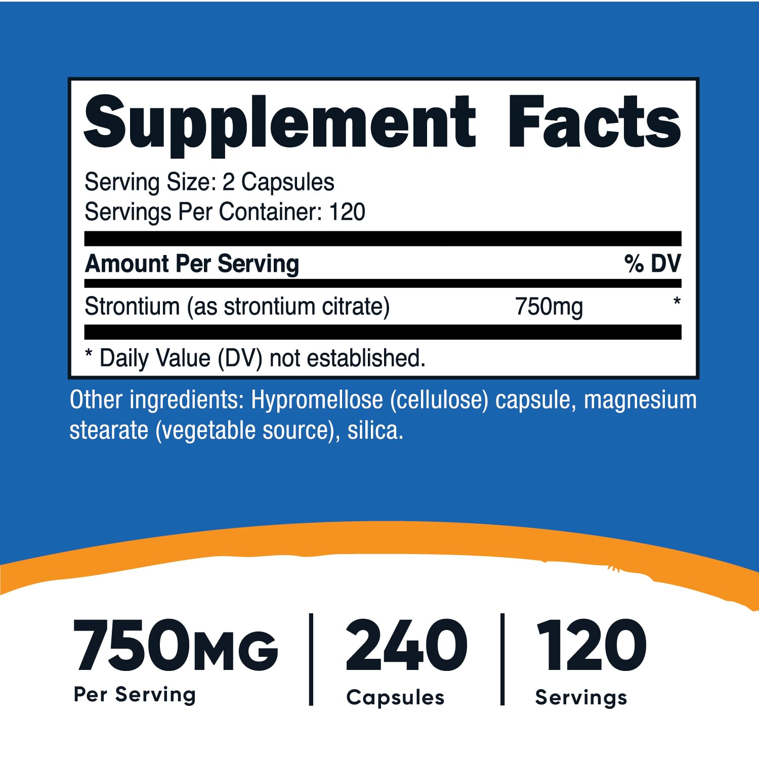 Nutricost Strontium Capsules 750mg, 240 Veggie Capsules – Vegetarian, Non-GMO, Gluten Free