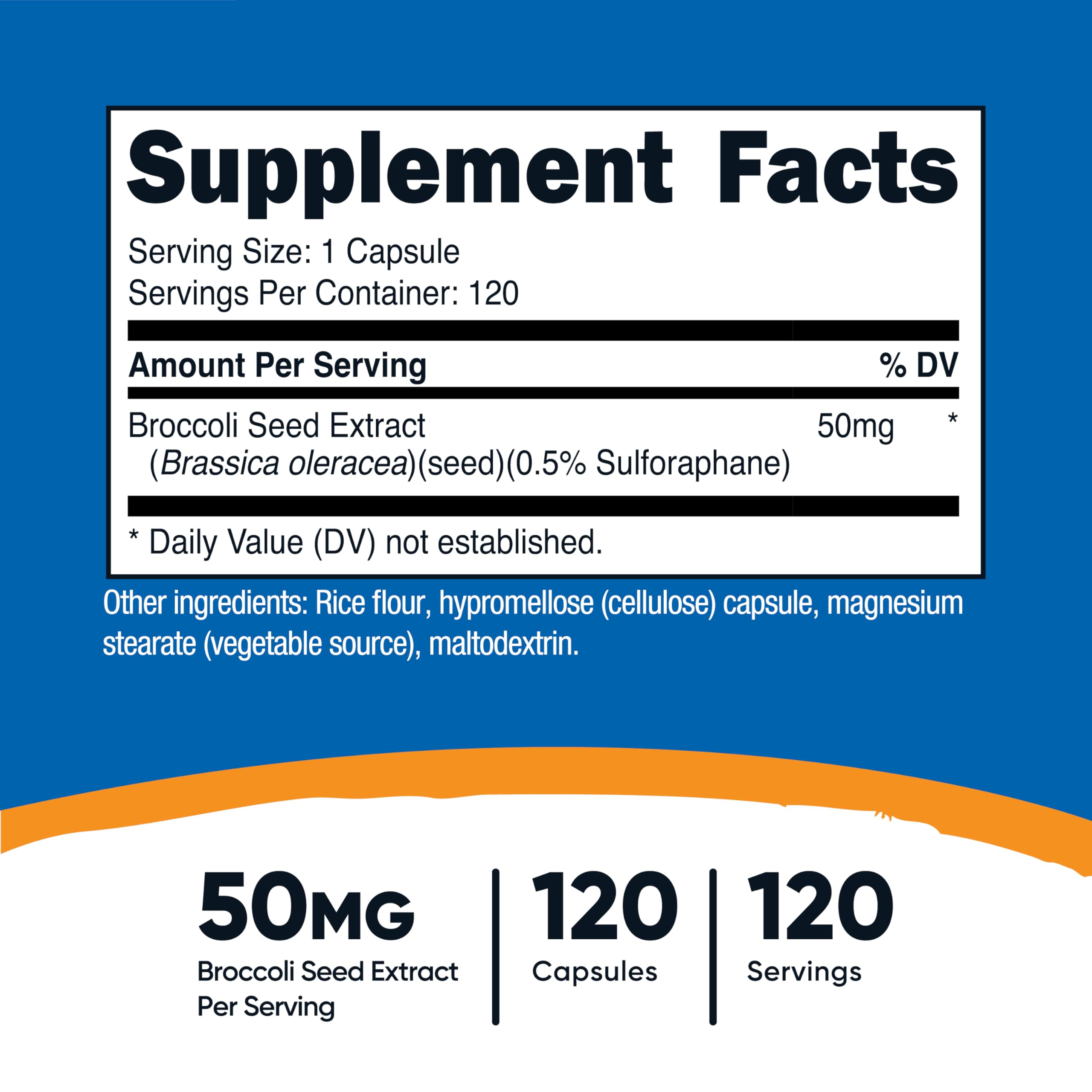 Nutricost Sulforaphane Glucosinolate (SGS) 50 mg Broccoli Seed Extract - 120 Capsules