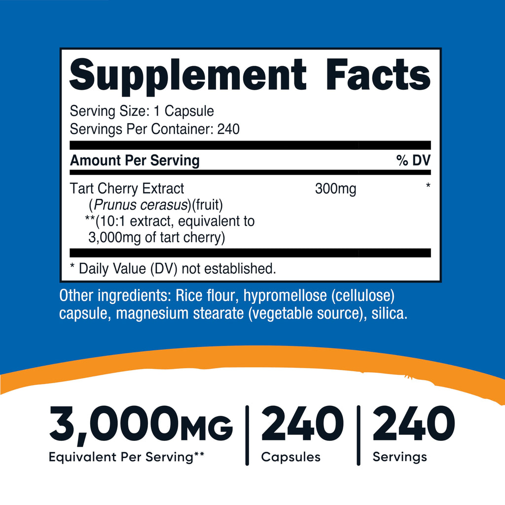 Nutricost Tart Cherry Extract 3000mg – 240 Vegetarian Capsules | Gluten Free, Non-GMO (Pack of 2)