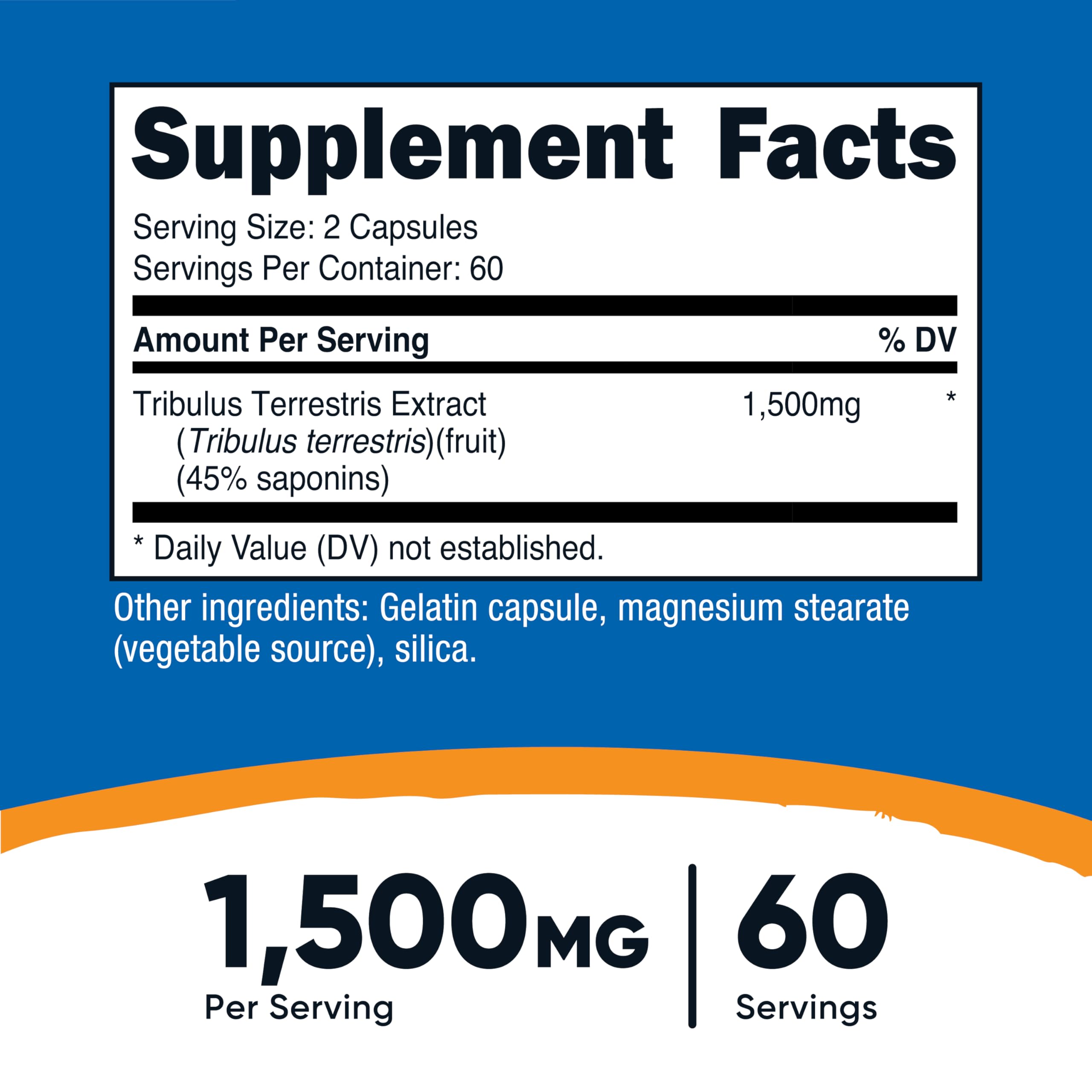 Nutricost Tribulus Terrestris Extract 1500mg - 120 Capsules | 60 Servings | Non-GMO & Gluten Free