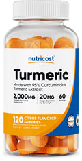 Nutricost Turmeric Gummies 2,000mg per Serving – 120 Gummies (60 Servings)