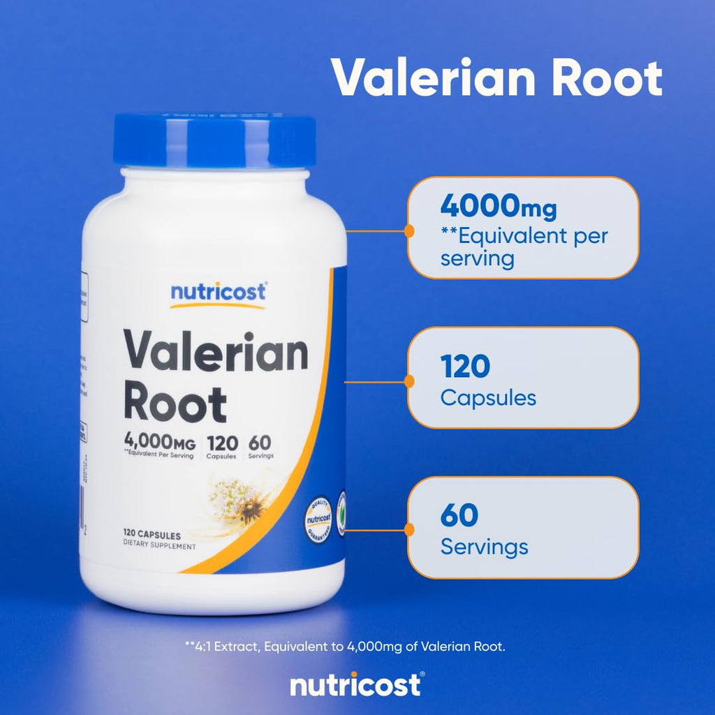 Nutricost Valerian Root Capsules 1000mg – 4:1 Extract, 2-Pack