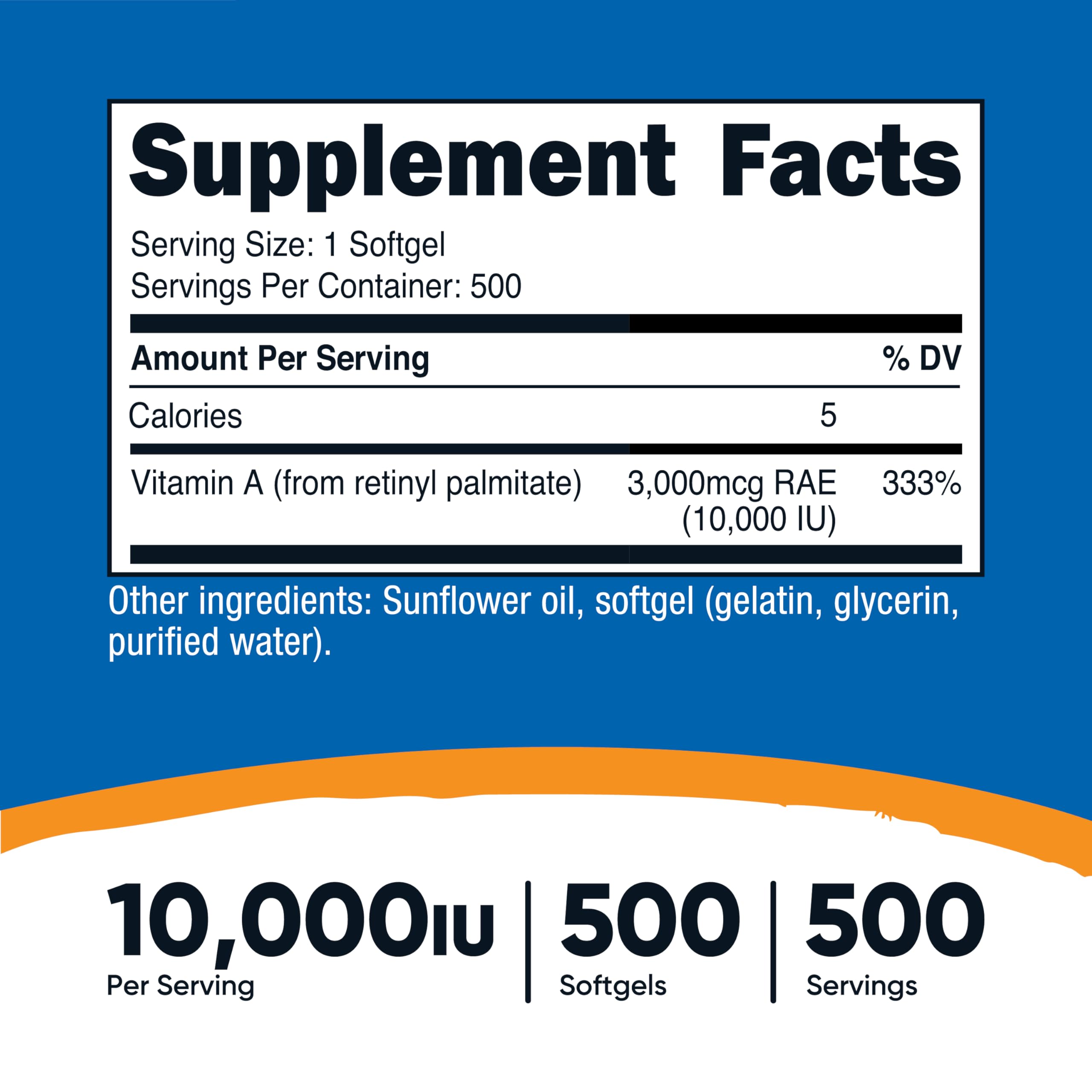 Nutricost Vitamin A 10,000 IU – 500 Softgels | Non-GMO, Gluten Free