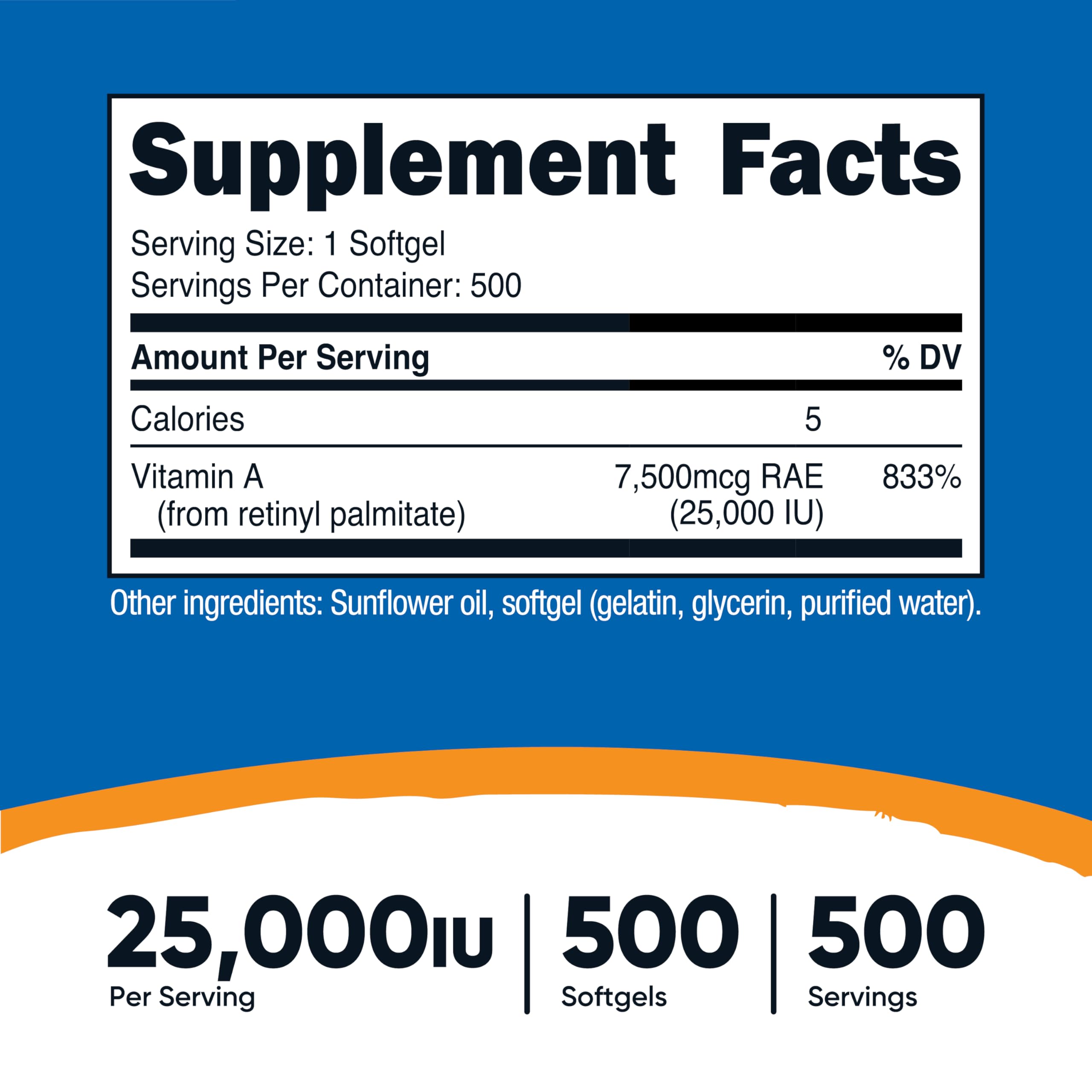 Nutricost Vitamin A 25,000 IU - 500 Softgels | Non-GMO, Gluten Free