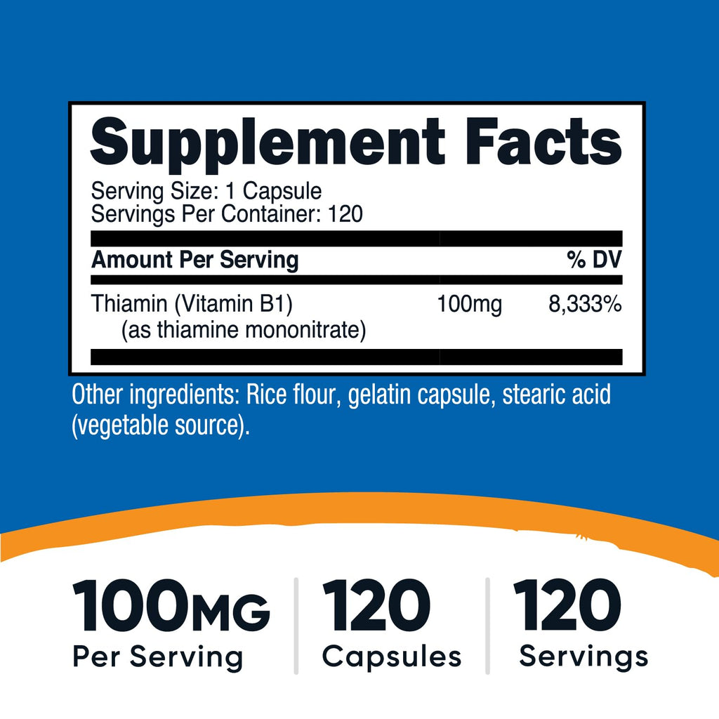 Nutricost Vitamin B1 100mg - 120 Caps | Gluten Free & Non-GMO (Pack of 2)