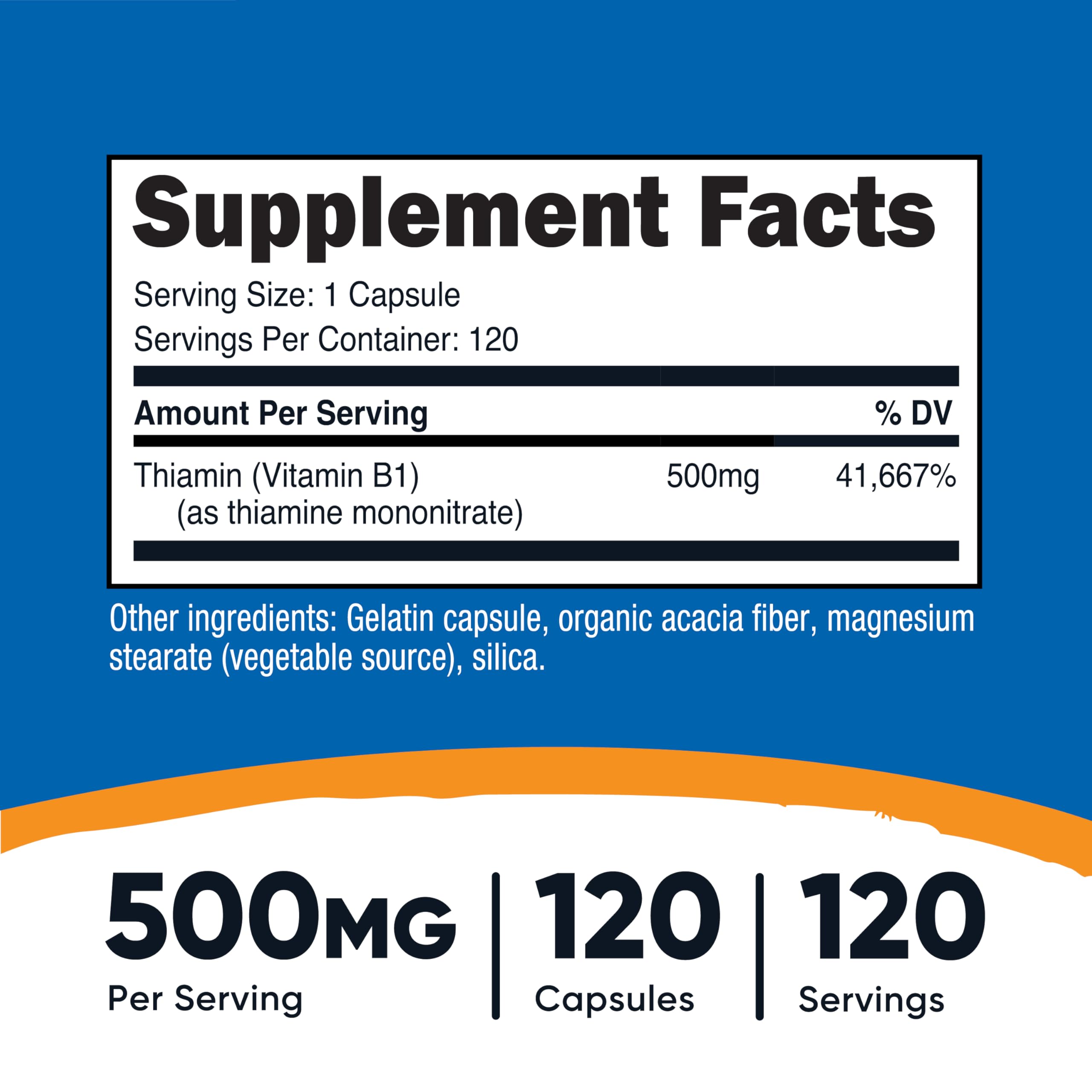 Nutricost Vitamin B1 (Thiamine) 500mg – 120 Capsules