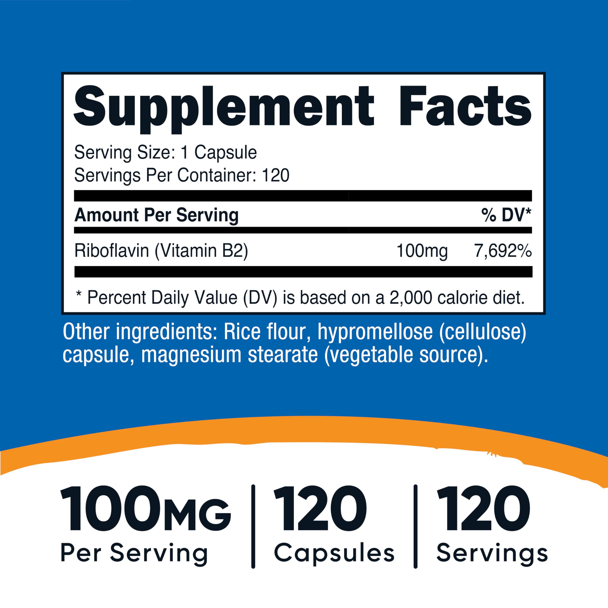 Nutricost Vitamin B2 100mg Riboflavin - 120 Capsules, Gluten Free & Non-GMO