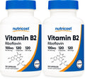 Nutricost Vitamin B2 (Riboflavin) 100mg | 120 Capsules - Gluten Free & Non-GMO (Pack of 2)