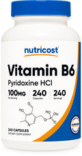 Nutricost Vitamin B6 (Pyridoxine HCl) 100mg, 240 Capsules | Vitamin B6 Supplement