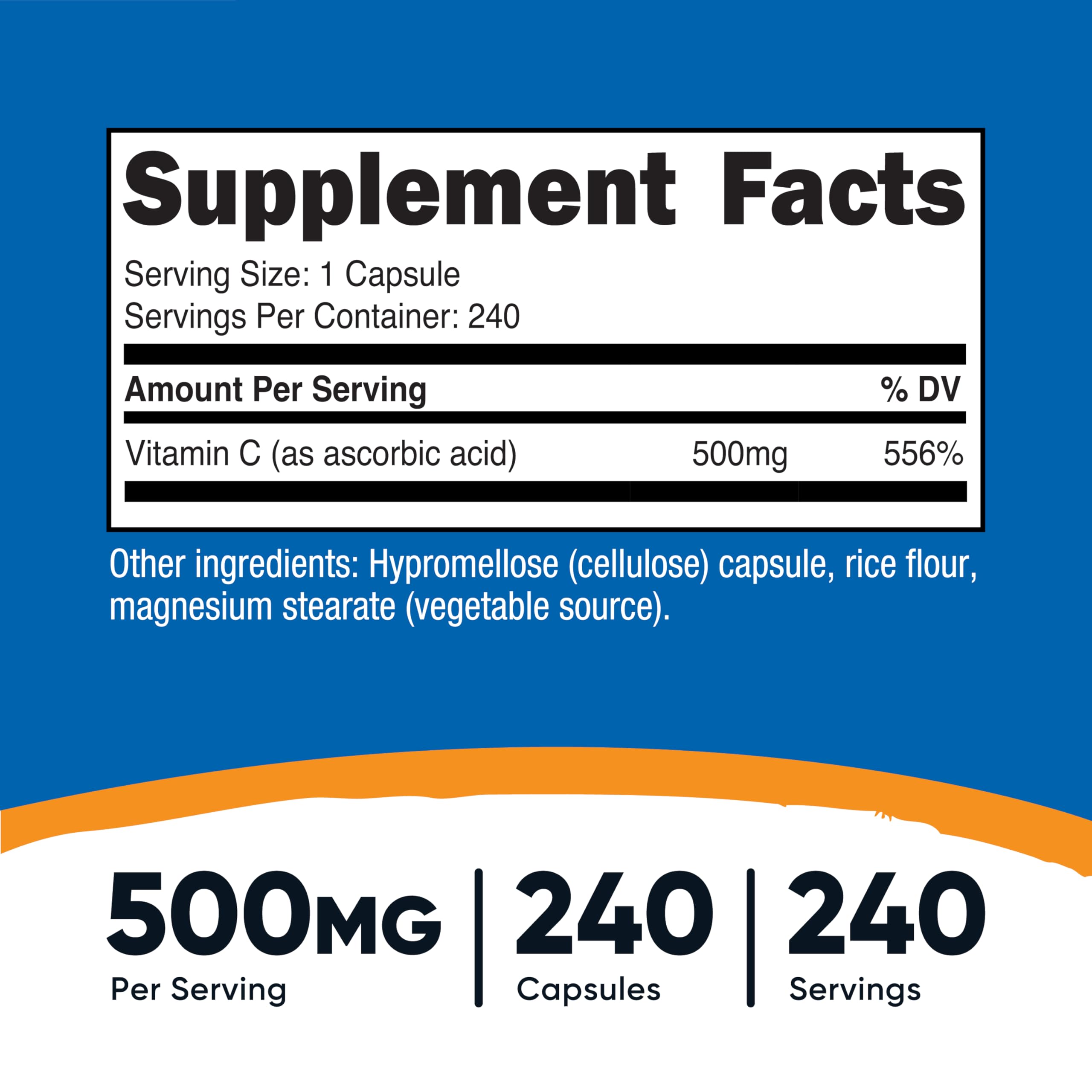 Nutricost Vitamin C 500mg – 240 Capsules | Vegetarian, Gluten Free & Non-GMO