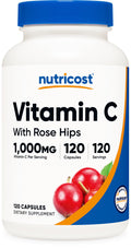 Nutricost Vitamin C with Rose Hips 1025mg – 120 Capsules | Vitamin C 1000mg + Rose Hips 25mg | Non-GMO, Gluten Free