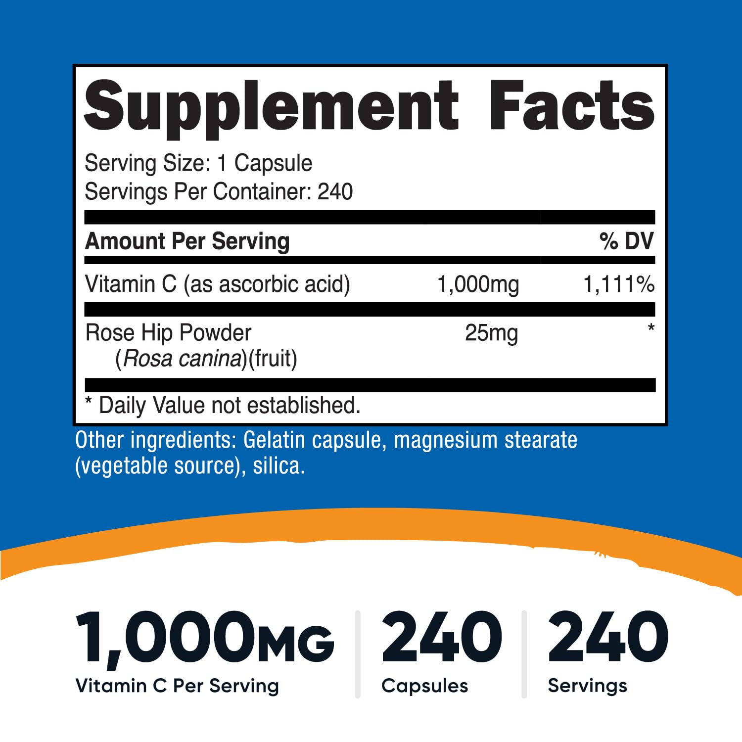 Nutricost Vitamin C with Rose Hips 1025mg – 240 Capsules | Vitamin C 1000mg, Non-GMO, Gluten Free