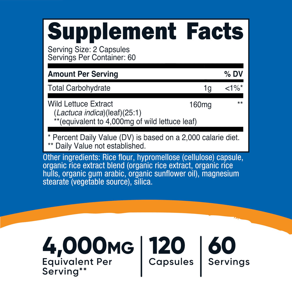 Nutricost Wild Lettuce Extract (4,000 mg Equivalent) 120 Capsules - 60 Servings
