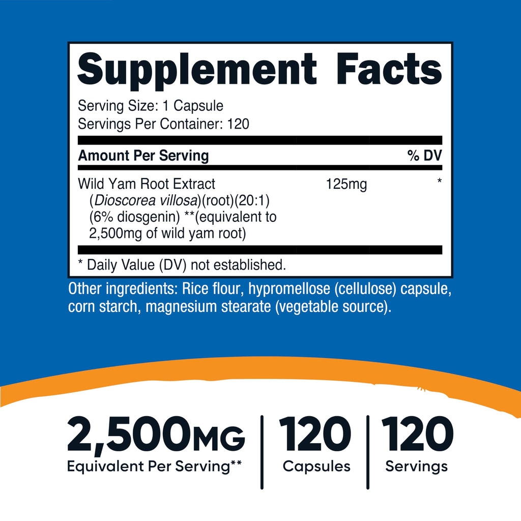 Nutricost Wild Yam Root - 2,500mg Equivalent, 120 Capsules, Vegan & Gluten-Free