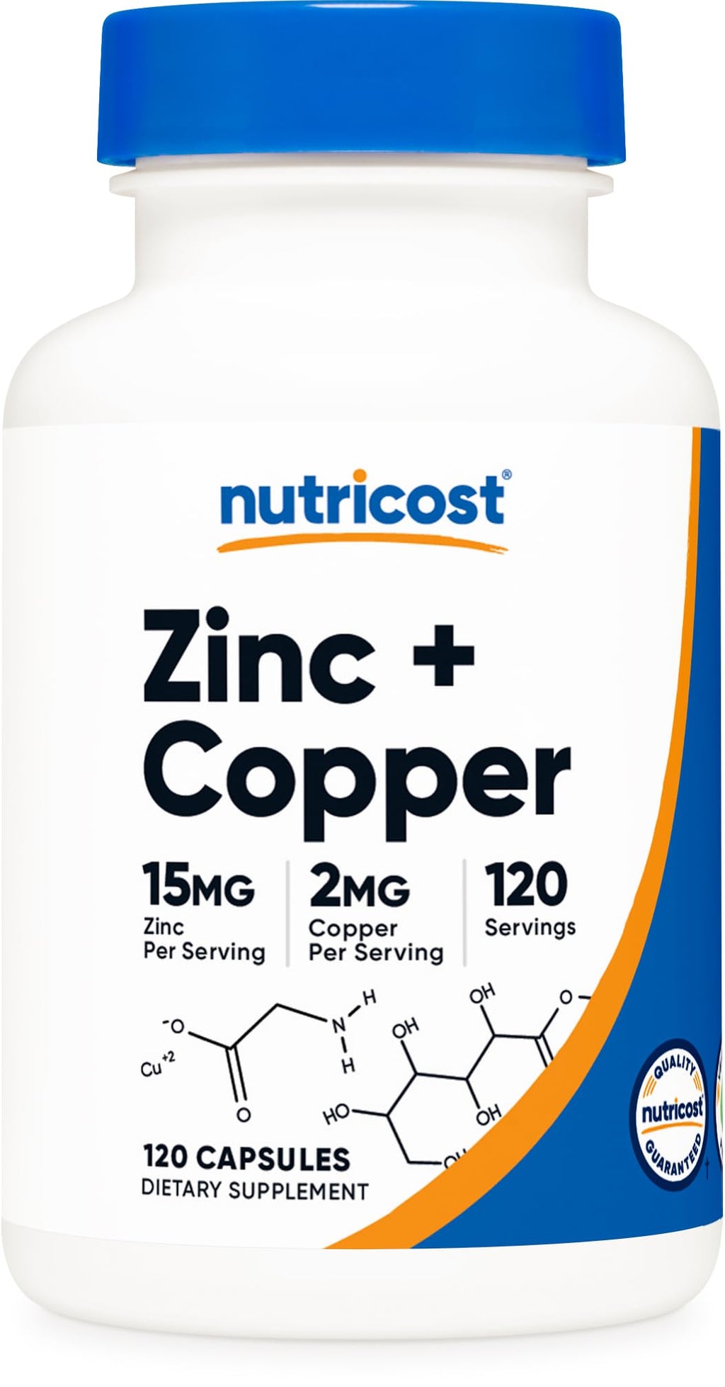 Nutricost Zinc + Copper Capsules (120 Servings) - 15mg Zinc + 2mg Copper per Serving | Non-GMO, Vegetarian