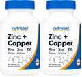 Nutricost Zinc + Copper Capsules – 120 Servings (15mg Zn / 2mg Cu) – Non-GMO, Vegetarian (Pack of 2)