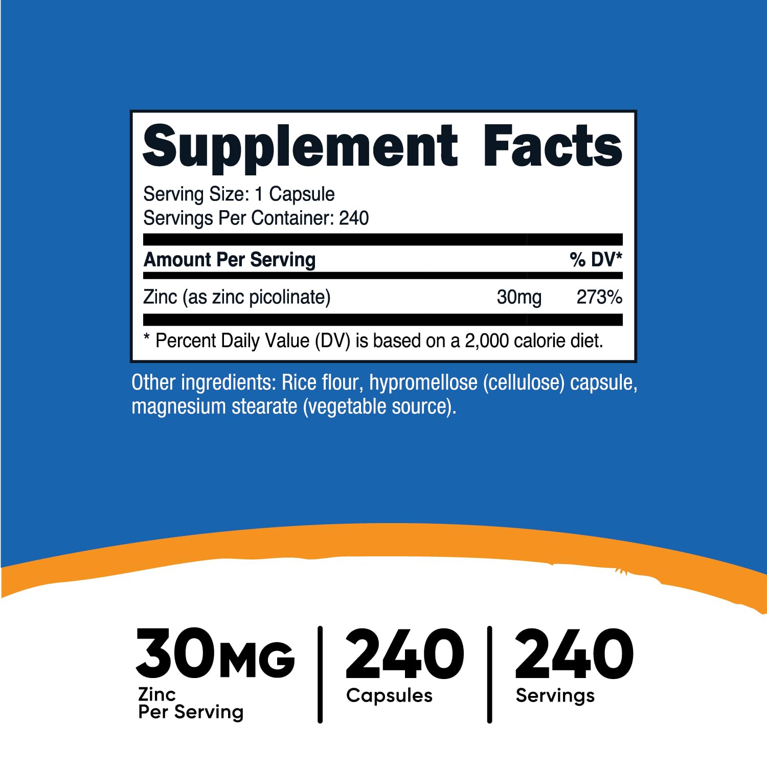 Nutricost Zinc Picolinate 30mg – 240 Capsules | Gluten Free & Non-GMO