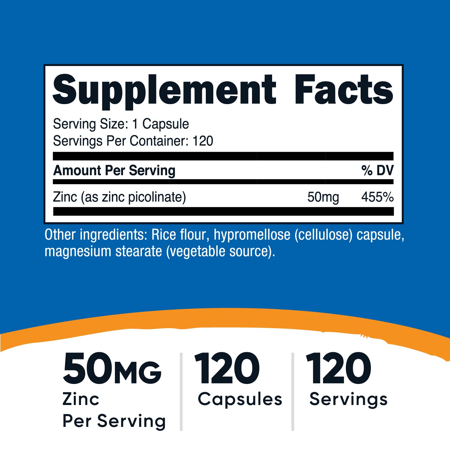 Nutricost Zinc Picolinate 50mg - 120 Vegetarian Capsules | Gluten Free & Non-GMO